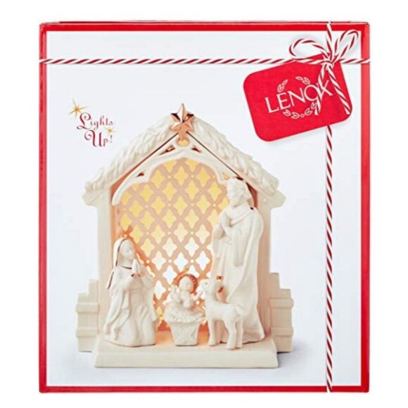 NEW Lenox Porcelain Illuminations Lit Nativity Scene 24KT accents - Picture 2 of 3